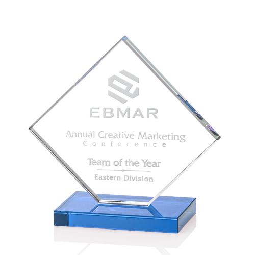 Corporate Awards - Crystal Awards - Colored Crystal - Wellington Sky Blue  Crystal Award