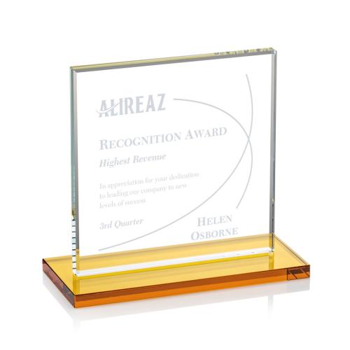 Corporate Awards - Crystal Awards - Colored Crystal - Sahara Amber Crystal Award