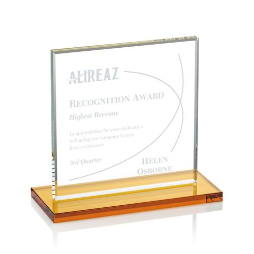 Corporate Awards - Crystal Awards - Colored Crystal - Sahara Amber Crystal Award
