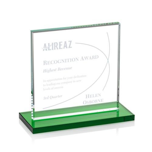 Corporate Awards - Crystal Awards - Colored Crystal - Sahara Green Crystal Award