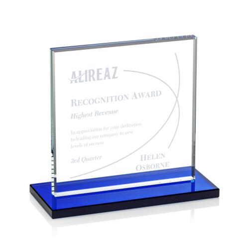 Corporate Awards - Crystal Awards - Colored Crystal - Sahara Blue Crystal Award