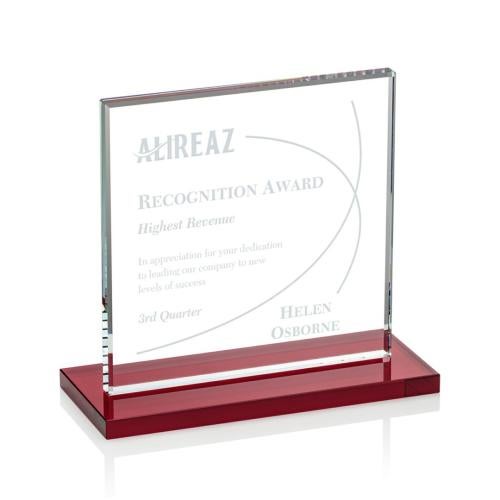 Corporate Awards - Crystal Awards - Colored Crystal - Sahara Red Crystal Award
