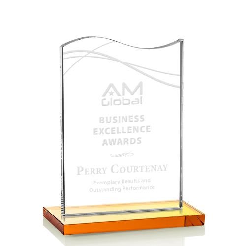 Corporate Awards - Crystal Awards - Colored Crystal - Unity Amber Abstract / Misc Crystal Award