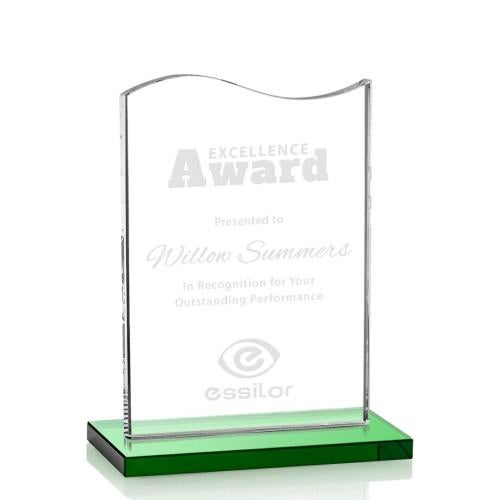Corporate Awards - Crystal Awards - Colored Crystal - Unity Green Abstract / Misc Crystal Award