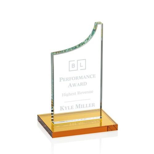 Corporate Awards - Crystal Awards - Colored Crystal - Eden Amber Peak Crystal Award