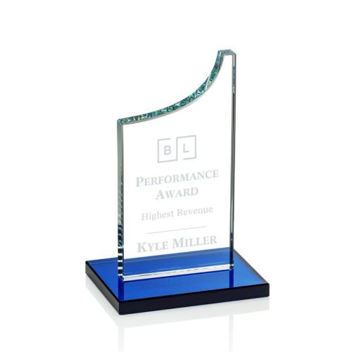 Corporate Awards - Crystal Awards - Colored Crystal - Eden Blue Peak Crystal Award