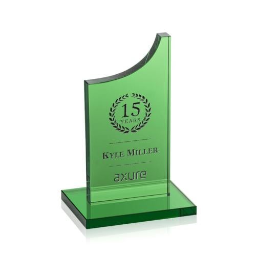 Corporate Awards - Crystal Awards - Colored Crystal - Berrattini Green Peak Crystal Award
