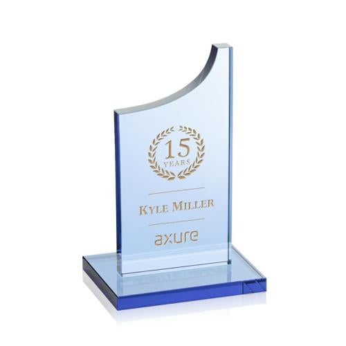 Corporate Awards - Crystal Awards - Colored Crystal - Berrattini Sky Blue Peak Crystal Award