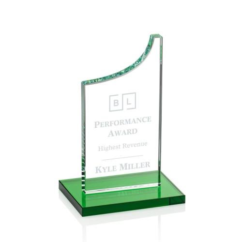 Corporate Awards - Crystal Awards - Colored Crystal - Eden Green Peak Crystal Award