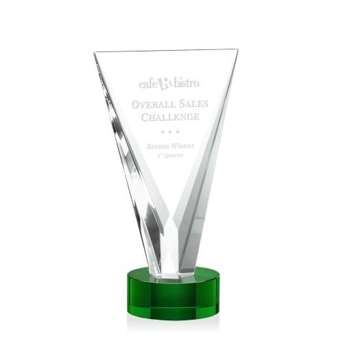 Corporate Awards - Crystal Awards - Colored Crystal - Mustico Green Abstract / Misc Crystal Award