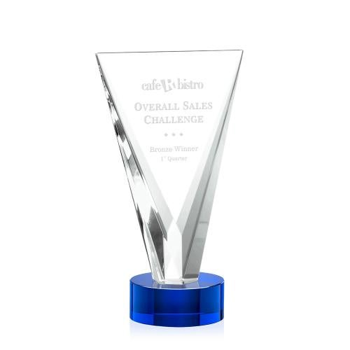 Corporate Awards - Crystal Awards - Colored Crystal - Mustico Blue Abstract / Misc Crystal Award