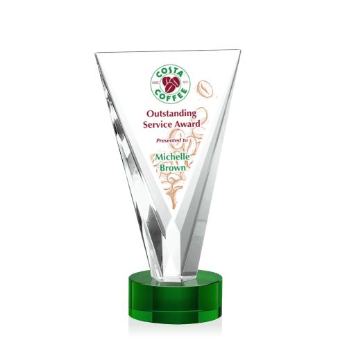 Corporate Awards - Crystal Awards - Colored Crystal - Mustico Full Color Green Abstract / Misc Crystal Award