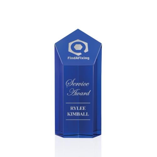Corporate Awards - Crystal Awards - Colored Crystal - Jolanda Blue Obelisk Crystal Award