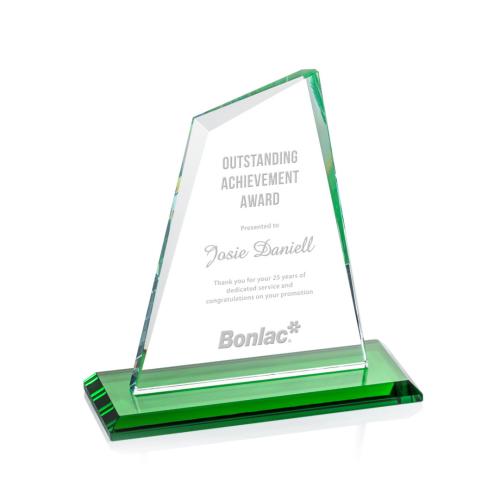 Corporate Awards - Crystal Awards - Colored Crystal - Summit Green Peak Crystal Award