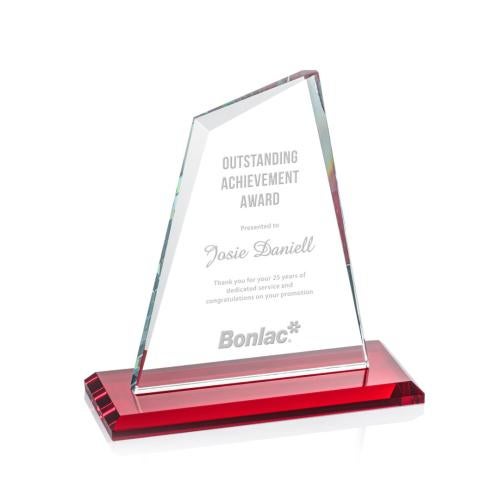 Corporate Awards - Crystal Awards - Colored Crystal - Summit Red Crystal Award