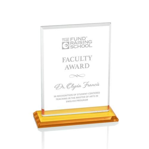 Corporate Awards - Crystal Awards - Colored Crystal - Vitalia Amber Rectangle Crystal Award