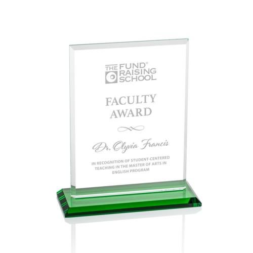 Corporate Awards - Crystal Awards - Colored Crystal - Vitalia Green Rectangle Crystal Award