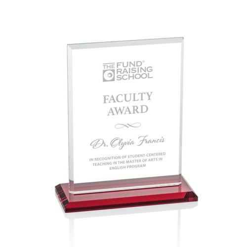 Corporate Awards - Crystal Awards - Colored Crystal - Vitalia Red  Rectangle Crystal Award