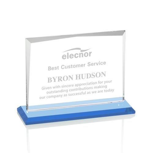 Corporate Awards - Crystal Awards - Lismore Sky Blue Rectangle Crystal Award