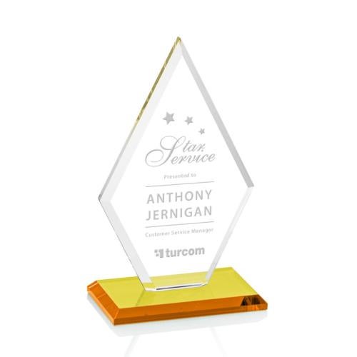 Corporate Awards - Glass Awards - Colored Glass Awards - Tuscany Amber Crystal Award