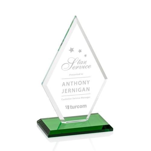 Corporate Awards - Crystal Awards - Colored Crystal - Tuscany Green Crystal Award