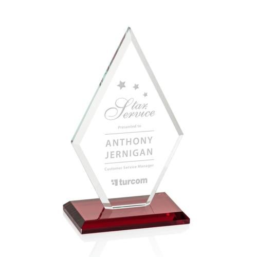 Corporate Awards - Crystal Awards - Colored Crystal - Tuscany Red Crystal Award