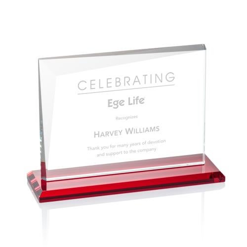 Corporate Awards - Crystal Awards - Colored Crystal - Mirela Red  Rectangle Crystal Award