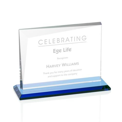 Corporate Awards - Crystal Awards - Mirela Sky Blue  Rectangle Crystal Award