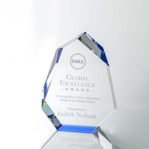 Corporate Awards - Crystal Awards - Colored Crystal - Norwood Blue  Crystal Award