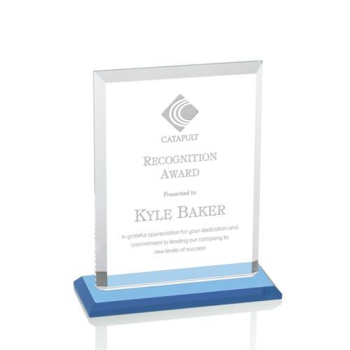 Corporate Awards - Crystal Awards - Denison Sky Blue Rectangle Crystal Award