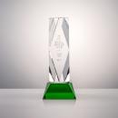 Diamond Shaped Crystal Trophy Award on Green Base