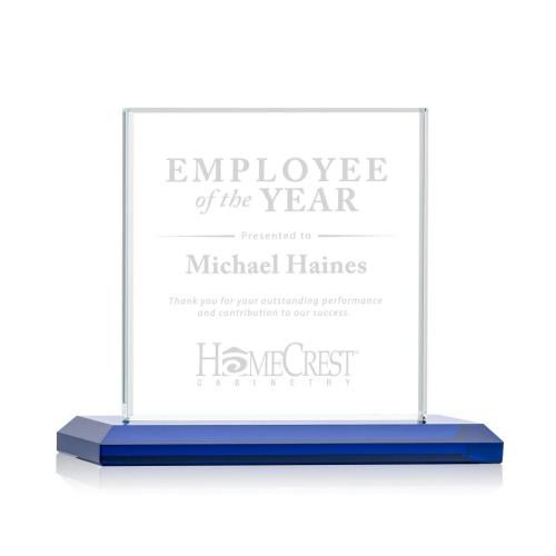 Corporate Awards - Crystal Awards - Colored Crystal - Cardiff Blue  Crystal Award