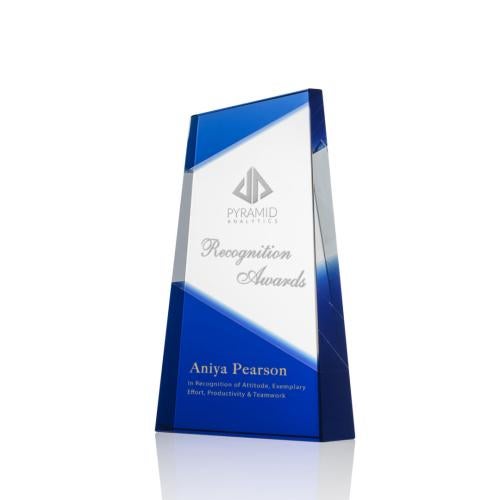 Corporate Awards - Crystal Awards - Colored Crystal - Amstel Blue Obelisk Crystal Award
