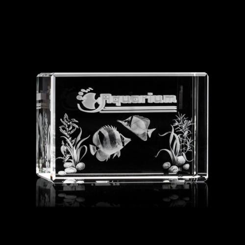 Corporate Awards - Crystal Awards - Crystal Paperweights - Lexington Cube 3D Rectangle Crystal Award