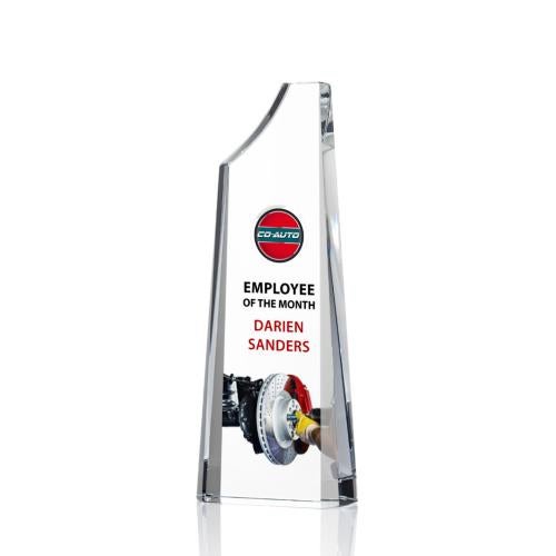 Corporate Awards - Crystal Awards - Crystal Pillar Awards - Middleton Full Color  Clear Obelisk Crystal Award