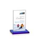 Heathrow Full Color Blue Rectangle Crystal Award