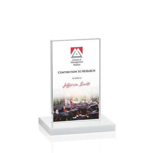 Corporate Awards - Full Color Awards - Heathrow Full Color White  Rectangle Crystal Award