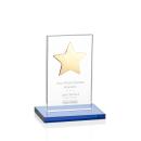 Dallas Sky Blue/Gold  Star Crystal Award