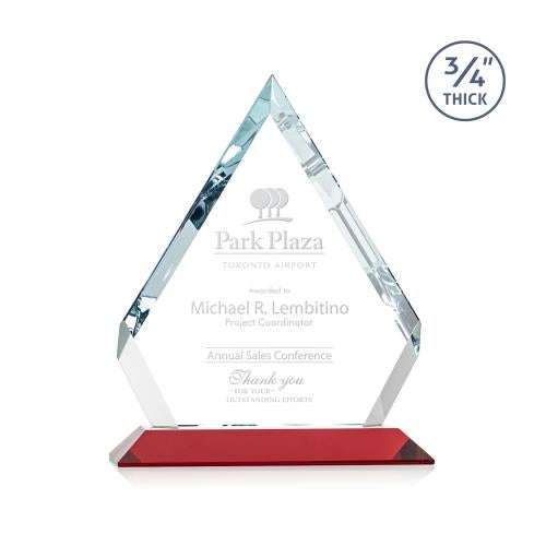 Corporate Awards - Crystal Awards - Colored Crystal - Apex Red Crystal Award