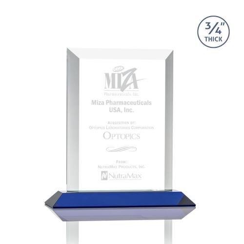 Corporate Awards - Crystal Awards - Colored Crystal - Harrington Blue  Rectangle Crystal Award