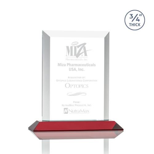 Corporate Awards - Crystal Awards - Colored Crystal - Harrington Red  Rectangle Crystal Award