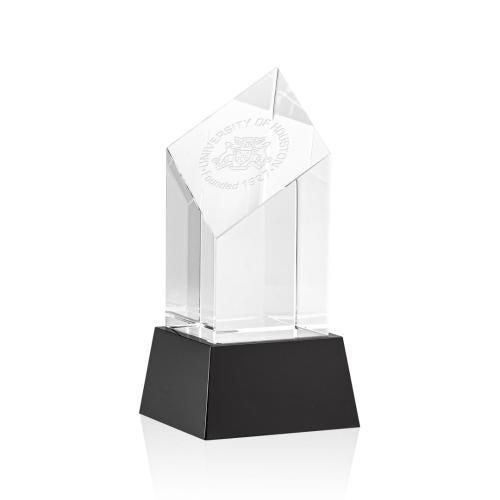 Corporate Awards - Crystal Awards - Crystal Pillar Awards - Barone Black on Base Obelisk Crystal Award