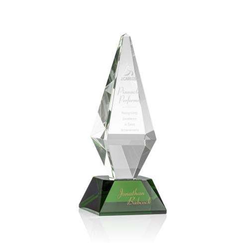 Corporate Awards - Crystal Awards - Colored Crystal - Denton Green Crystal Award