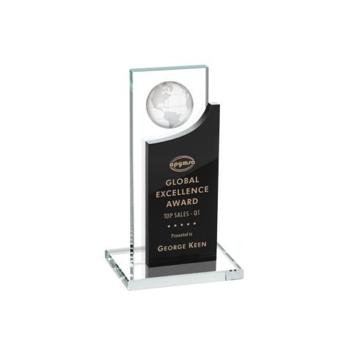 Corporate Awards - Sales Awards - Sherwood Globe Black Rectangle Crystal Award