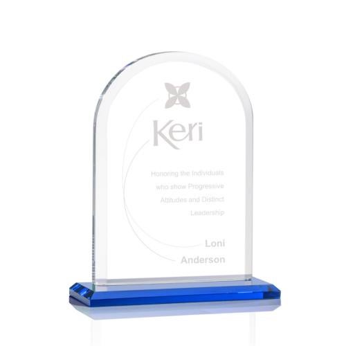 Corporate Awards - Crystal Awards - Bridgeport Sky Blue Arch & Crescent Crystal Award
