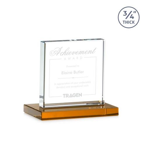 Corporate Awards - Crystal Awards - Colored Crystal - Terra Amber Crystal Award