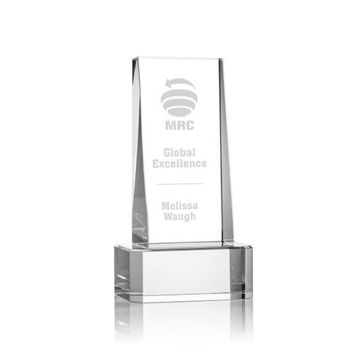 Corporate Awards - Crystal Awards - Crystal Pillar Awards - Milnerton Clear on Base Obelisk Crystal Award