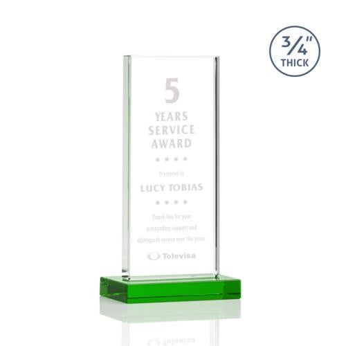 Corporate Awards - Crystal Awards - Colored Crystal - Arizona Green  Rectangle Crystal Award