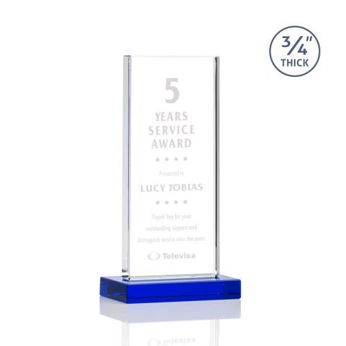 Corporate Awards - Crystal Awards - Colored Crystal - Arizona Blue Rectangle Crystal Award