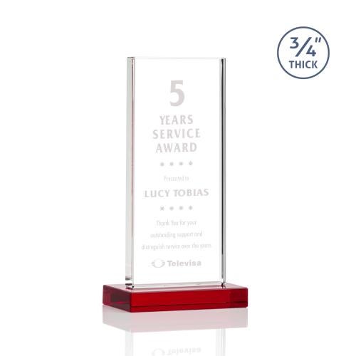 Corporate Awards - Crystal Awards - Colored Crystal - Arizona Red  Rectangle Crystal Award